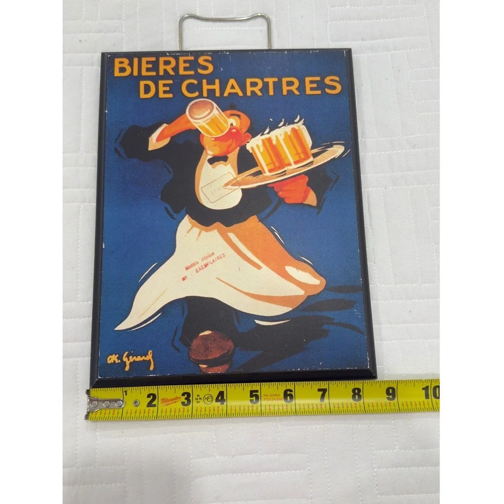 Bieres de‎ Chartres O.K. Gerard Vintage Decoupage Wood Sign French Beer Art